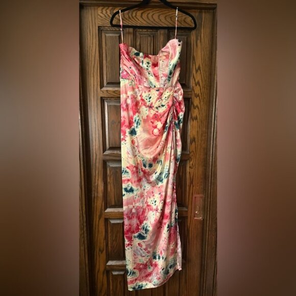 Anthropologie Floral Satin Dress - Picture 5 of 5
